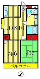 グランドール中央 2LDKの間取図画像