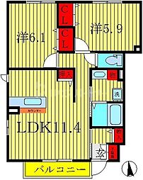 グレイスヒル 2LDKの間取図画像