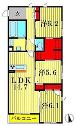 フルールドフェリシテ2 3LDKの間取図画像