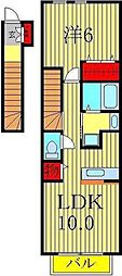 グリーンヒル2 1LDKの間取図画像