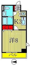 ヒューマンハイム我孫子 1Kの間取図画像