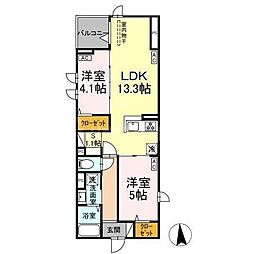 セレスティア六町II 2SLDKの間取図画像