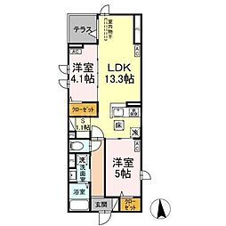 セレスティア六町II 1階2SLDKの間取り