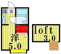 フラット北綾瀬 1階ワンルームの間取り