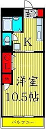 清和マンション 2階1Kの間取り