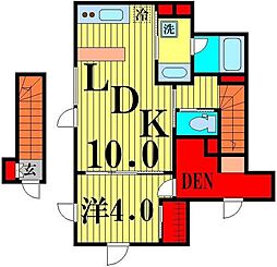 アリュイッテ青井 2階1LDKの間取り