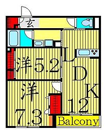 ＨＩＫＡＲＩ　ＥＡＳＴ 1階2LDKの間取り