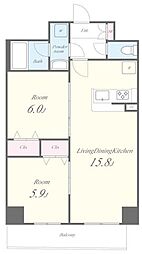 Une Lumiere 5階2LDKの間取り