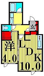 アリュイッテ青井 1階1LDKの間取り