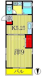 リヴェールコート 2階1DKの間取り