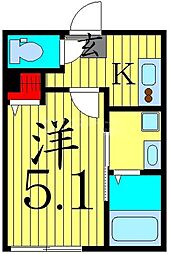 MELDIA北綾瀬V 1階1Kの間取り