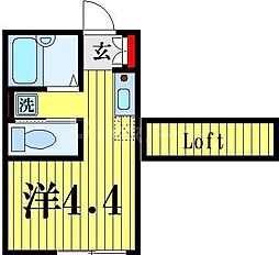 エルプレミア梅島 3階ワンルームの間取り