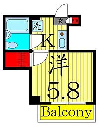 パークパレス綾瀬 3階1Kの間取り