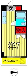 エレガンス綾瀬6 6階ワンルームの間取り