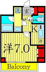 クレヴィスタ梅島 7階1Kの間取り