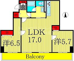 綾瀬プルミエ 12階2LDKの間取り