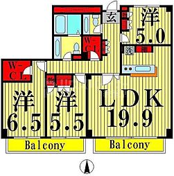 メイソンリー梅島 5階3LDKの間取り