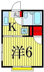 東武伊勢崎線 梅島駅 徒歩13分の賃貸アパート 2階1Kの間取り