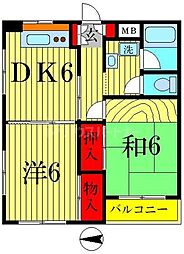 ステイルブレス 3階2DKの間取り