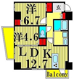 Ｓｕｎｎｙ　Ｓｉｄｅ　Ｆｏｒｅｓｔ 4階2LDKの間取り