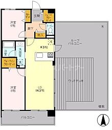 ロイヤルパークス梅島 6階2LDKの間取り