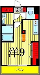 スコラタワー 4階ワンルームの間取り