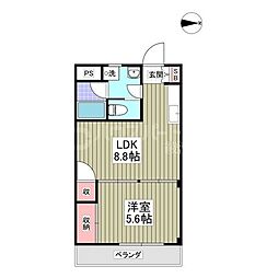 エム・アールコーポ 2階1LDKの間取り