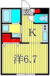 スカイコートＡ棟 1階1Kの間取り