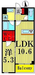 メゾン北綾瀬 2階1LDKの間取り