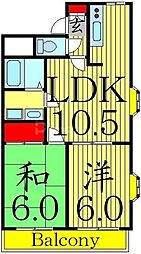 江藤マンション 3階2LDKの間取り