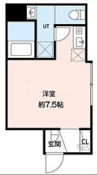 アミスタ小菅 2階ワンルームの間取り