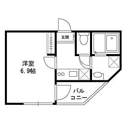 ピークヴィレ青井 203 2階1Kの間取り