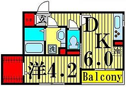 アイリス北綾瀬 1DKの間取図画像