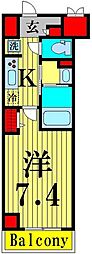 グリシーヌ 1Kの間取図画像