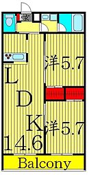 ラフィーネブラン 2LDKの間取図画像