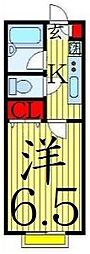 ベルエイト北綾瀬2 1Kの間取図画像
