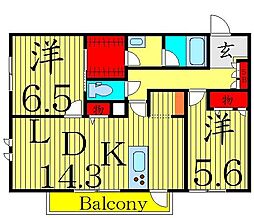 HIKARIWest 2LDKの間取図画像
