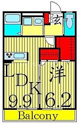 ボヌール1 1LDKの間取図画像