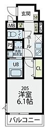 プラフィド 1Kの間取図画像