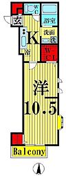 クリスタルハイツ青井 1Kの間取図画像