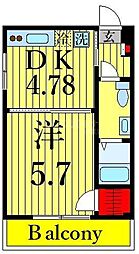 GARNPASEO六町 1DKの間取図画像