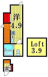 FERIO谷中公園 ワンルームの間取図画像