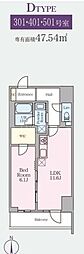 アーバンチェーン亀有 1LDKの間取図画像