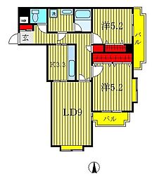 綾東ヴィレッジ弐番館 2LDKの間取図画像