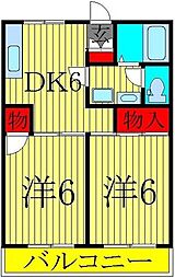 セジュールヌノメ 2DKの間取図画像