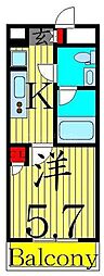 ライジングプレイス堀切 1Kの間取図画像