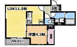 アリビオ五反野 1LDKの間取図画像
