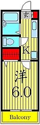 エルレーブ 1Kの間取図画像