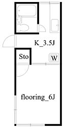 加藤アパート 2階1Kの間取り