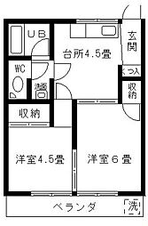 第二コーポ高山 1階2Kの間取り